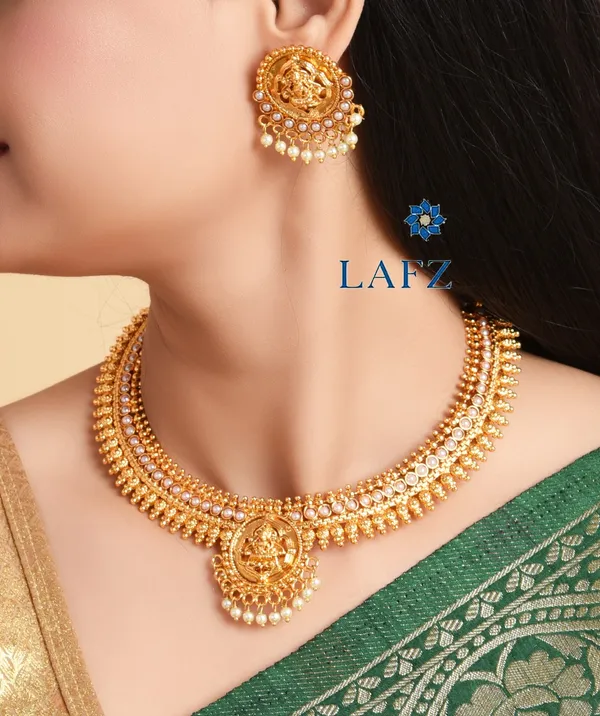 Lucentarts Jewellery Copper Traditional South Laxmi Temple Jewellery Necklace Set for Women Price in India Buy Lucentarts Jewellery Copper